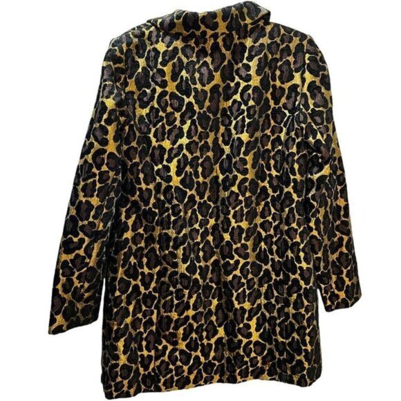 Susan Graver Leopard Print Coat Jacket Buttons Size 4 - Picture 2 of 5